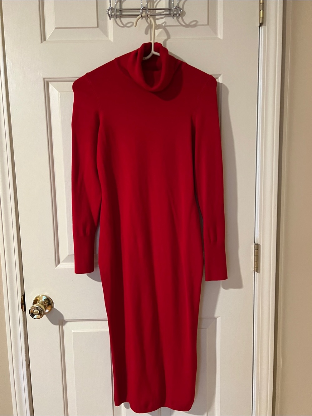 Express Red Turtleneck Long Sleeve Midi Dress